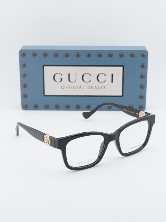 Gucci GG1025O 003 Square Eyeglasses - Black with Gold Detachable Chain main image 5